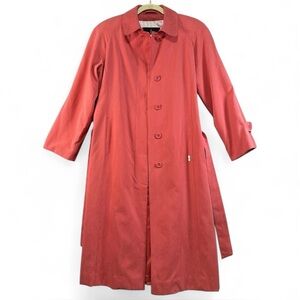 London Fog Faux Suede Trench Coat Coral Size 4 Petite